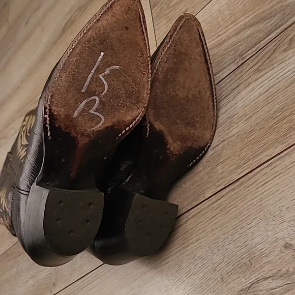 JUSTIN‎ Lizard Leather Western Sz 5 C Womens Brown Black Womens Boots 9470 - Picture 6 of 10